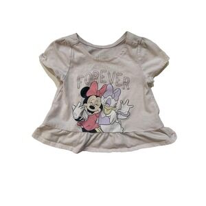 Disney Minnie Mouse Shirt Girls 5 Pink Ruffle Hem Peplum Daisy Duck Best Friends